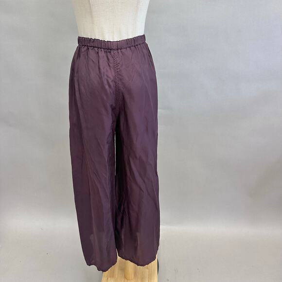 Babette SF satin burgundy wide leg ankle pant size Small Rayon elastic waist - Picture 3 of 16